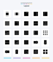 Creative Layout 25 Glyph Solid Black icon pack  Such As profiles. accounts. steps. graph. wireframe