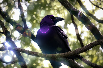 a crow sitting in a tree