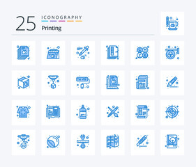 Printing 25 Blue Color icon pack including cmyk. print. product. paper. document