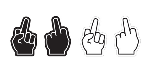 Middle Finger Foam Hand Design, Rude Fan Gesture Icon, Vector EPS Template Isolated on White Background.