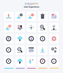 Creative User Experience 25 Flat icon pack  Such As document. garbage. male. delete. basket