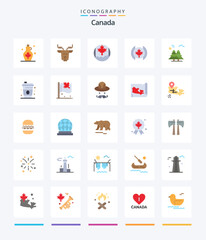 Creative Canada 25 Flat icon pack  Such As canada. alpine. reindeer. tree. flag
