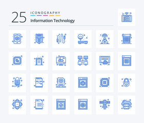 Fototapeta na wymiar Information Technology 25 Blue Color icon pack including network. access. shield. electric. computer