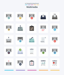 Creative Multimedia 25 Flat icon pack  Such As mail. complete. mailbox. send. mailbox