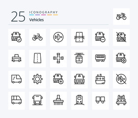 Fototapeta na wymiar Vehicles 25 Line icon pack including car. grid. airplane. creative. bridge