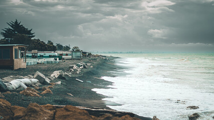 stormy beach New Zealand