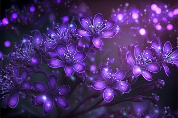 Obraz na płótnie Canvas a purple flower with a blurry background is shown in this image, it looks like it is floating in the air and is floating in the air, and the air, and the flowers are. Generative AI