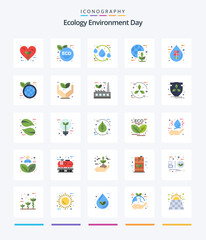 Creative Ecology 25 Flat icon pack  Such As energy. green. drop. earth. water