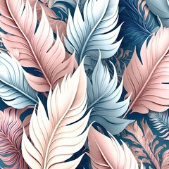  a blue and pink background with a bunch of leaves on it's sides and a blue background with a bunch of pink and blue leaves on it's sides, and a blue background with a. Generative AI