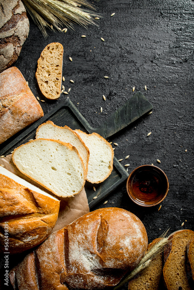 Sticker Assortment of different types of bread.