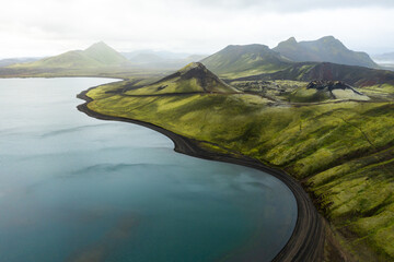 lake in the mountains of iceland in the highlands