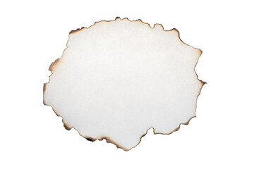 Burnt paper piece with torn edge. Isolated png with transparency