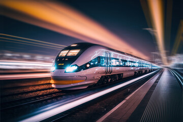 Naklejka premium High speed train - Generative AI