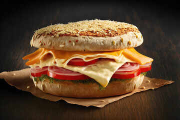 attractive burger. sketch art for artist creativity and inspiration. generative AI	