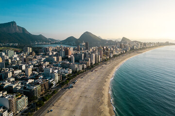Aerial View of Ipanema and Leblon Beach in Rio de Janeiro, Brazil