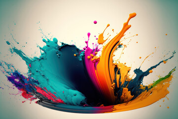 Obraz na płótnie Canvas Generative AI illustration of bright colorful swirling paint splash abstract background