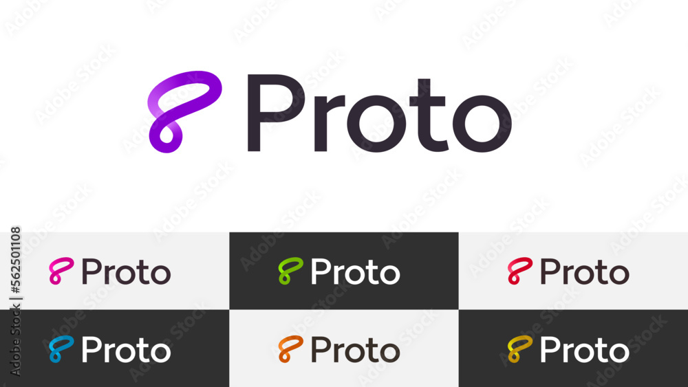Fototapete Infinity Abstract Letter P Logo Minimal Linear Gradient Overlapping Loop with Editable Text and Easy to Customize Color Swatches Includes 7 Color Variations