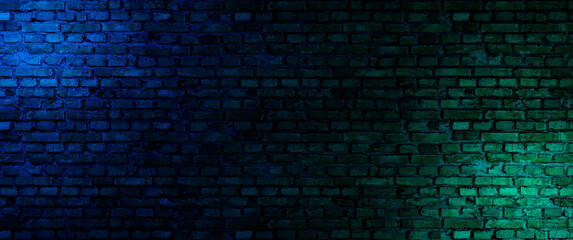 Neon Brick Wall Background Concept. 3d render