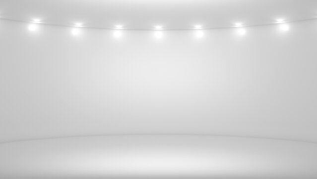 White abstract studio background, empty room, lights. 3d rendering © Sign Maker