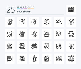 Baby Shower 25 Line icon pack including baby. hat. children. baby. sexual