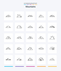 Creative Mountains 25 OutLine icon pack  Such As hill. mountain. mountain. scene. nature