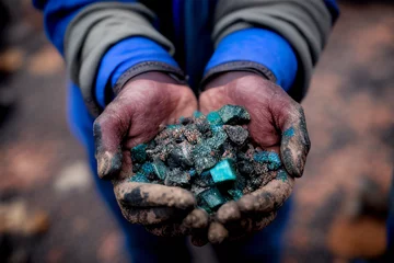 Poster Artisanal Miner Holding Cobalt Deposit - Generative Ai © Ai Inspire