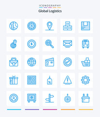 Creative Global Logistics 25 Blue icon pack  Such As global. logistic. global. good. world