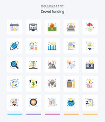 Creative Crowdfunding 25 Flat icon pack  Such As invest. funds. finance. money. fundraising