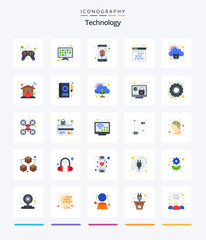 Creative Technology 25 Flat icon pack  Such As cloud. seo. home automation. interface. binary