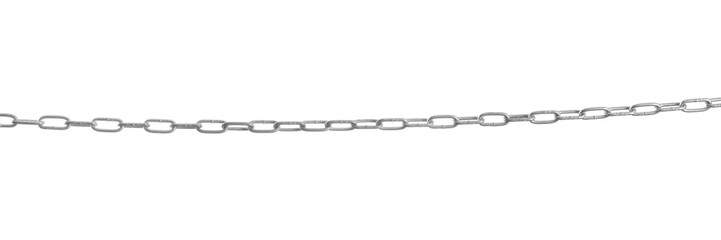 Long and strong silver colored chain. Isolated png with transparency