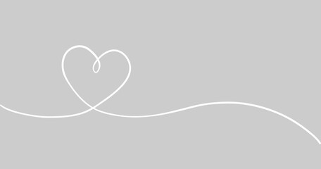 One line drawing heart. Love sign in continuous one line drawing. Minimalistic modern line art.