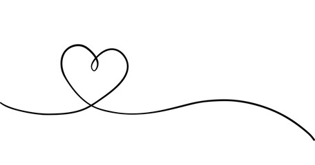 One line drawing heart. Love sign in continuous one line drawing. Minimalistic modern line art.