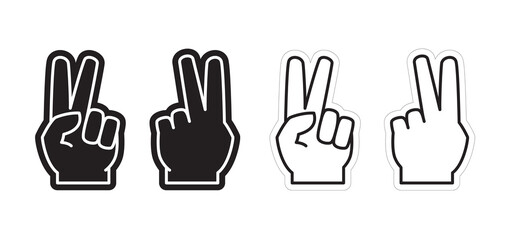 Fototapeta premium Peace Sign Foam Finger Design, Victory Hand With Two Fingers Up Icon, Vector EPS Template Isolated on White Background.
