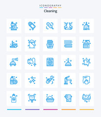 Creative Cleaning 25 Blue icon pack  Such As cleaning. sweep. soap. cleaning. broom