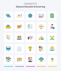 Creative Distance Education And Elearning 25 Flat icon pack  Such As story. novel. marketing. writing. globe