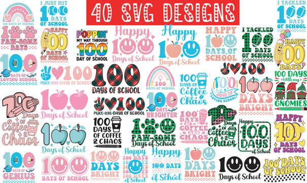 100 Days of School SVG Cut Files Bundle -100 Days of School SVG, Vector Design, 100 Days of School Vector SVG File, 100 Days of School Shirt SVG, 100 Days of School mug SVG