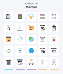 Creative Multimedia 25 Flat icon pack  Such As inspect. analytics. hosting. search. hr