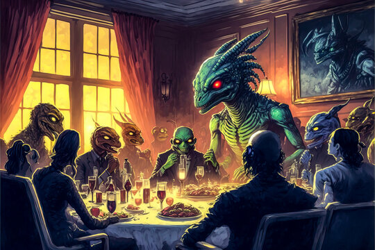 Alien-Dinner, ki generated