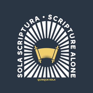 Christian illustration. Five Solas of the Reformation. Scripture alone.