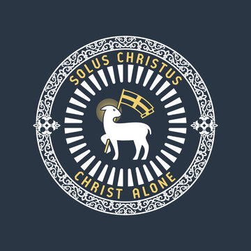 Christian illustration. Five Solas of the Reformation. Christ alone.