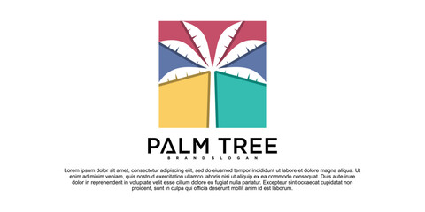 Abstract palm tree logo design template with unique element style Premium Vektor