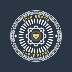 Christian illustration. Five Solas of the Reformation. Grace alone.