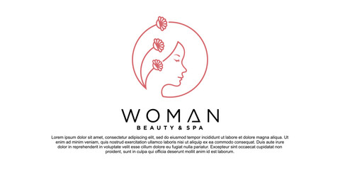 Minimalist beauty woman logo for beauty salon, skin care and spa Premium Vektor