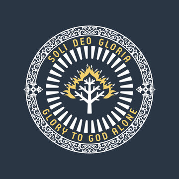 Christian illustration. Five Solas of the Reformation. Glory to God alone.