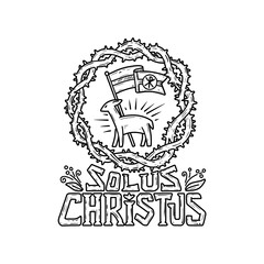 A hand-drawn Christian doodle illustration. The Five Solas of the Reformation. Christ alone.