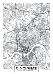 City map Cincinnati, urban planning travel vector poster design
