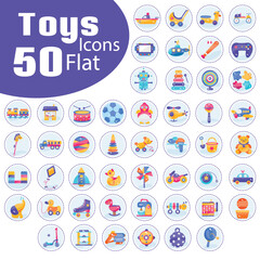 Set of colored toys icons Flat design Vector