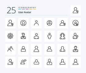 User 25 Line icon pack including controls. profile. profile. user. user