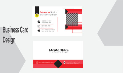 Modern Creative Business Card design template with Red, White and Black colors.