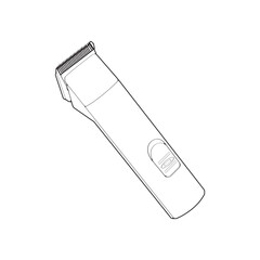 Hair clipper machine line art style. Hairdresser professional tool. Vector line art illustration isolated for coloring book.
